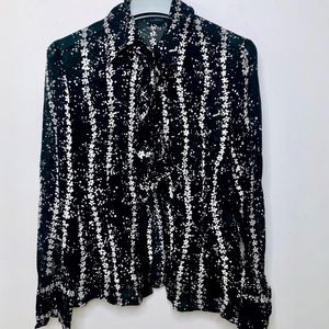 Ivo Nikkolo ruffled blouse black and white size M